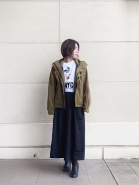 「schott(ショット)のアイテム(スカート)」を使った、AYANEさん(レディース・166cm)の秋コーディネート
