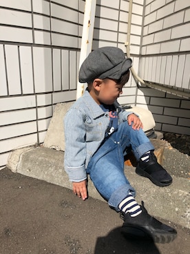 「NIKE(ナイキ)のアイテム(シューズ)」を使った、TOKIHIROさん(キッズ・80cm)の春コーディネート