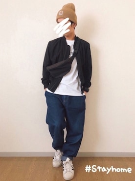 tommyさんの「《メルマガ掲載》adidas アディダス SUPERSTAR スーパースター C77124  WHT/CBK/WHT」を使ったコーディネート