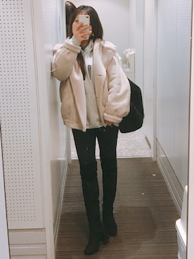 「NIKE(ナイキ)のアイテム(パーカー)」を使った、sachiさん(レディース・150cm)の冬コーディネート