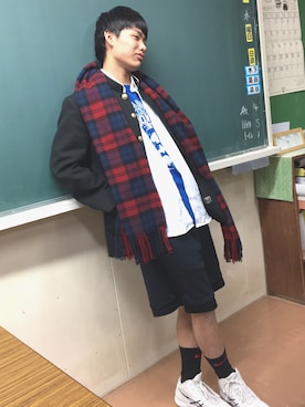 「NIKE(ナイキ)のアイテム(レッグウェア)」を使った、石井 瞭一(ぺりー)さん(メンズ・170cm)の冬コーディネート