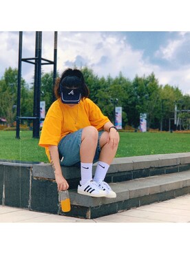 「NIKE(ナイキ)のアイテム(サンバイザー)」を使った、Air_樂樂酱さん(レディース・160cm)の夏コーディネート