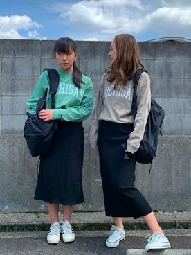 「NIKE(ナイキ)のアイテム(バックパック/リュック)」を使った、madoyanyanさん(レディース・160cm)の春コーディネート