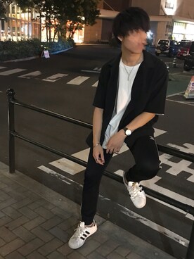 ひろさんの「《メルマガ掲載》adidas アディダス SUPERSTAR スーパースター C77124  WHT/CBK/WHT」を使ったコーディネート