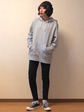 「STUDIOUS(ステュディオス)のアイテム(帽子)」を使った、も も かさん(レディース・157cm)の冬コーディネート