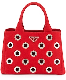 PRADA | Prada Canapa Grommet Small Garden Tote Bag, Red (Rosso)(ããŒãããã°)