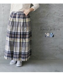 l'atelier du savon | l'atelier du savon コットンリネンBigチェックロングスカート(スカート)