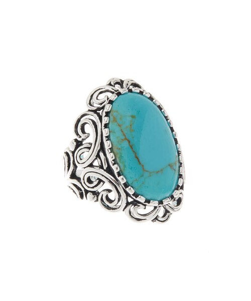 Teal & Silver-Plated Filigree Ringの1枚目の写真