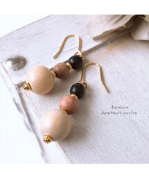 3種のウッドのピアス/イヤリング 3colors wood pierce/earring