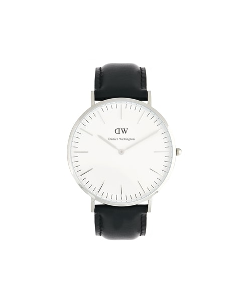 Daniel Wellington(ダニエルウェリントン)の「Daniel Wellington Sheffield Silver Black Leather Strap Watch - Black(アナログ腕時計・メンズ・Black)」の1枚目の写真
