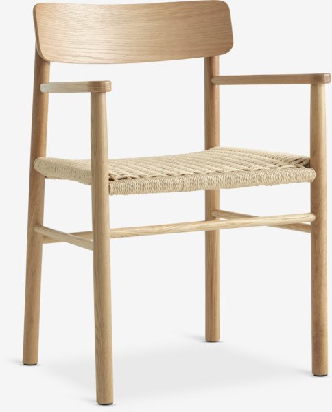 Eetkamerstoel ISLEV met armleuning eiken/naturel
