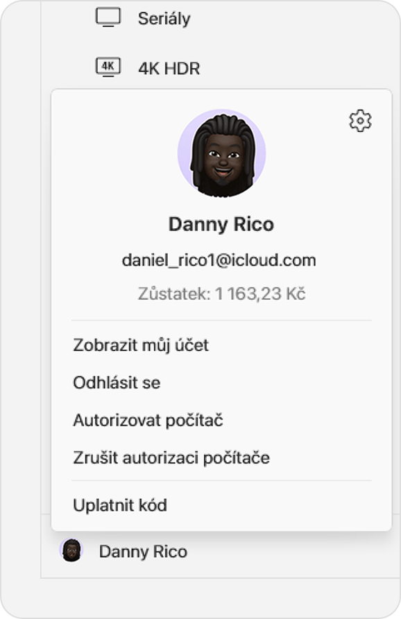 Obrazovka Windows s možnostmi Zobrazit profil a Zobrazit můj účet.