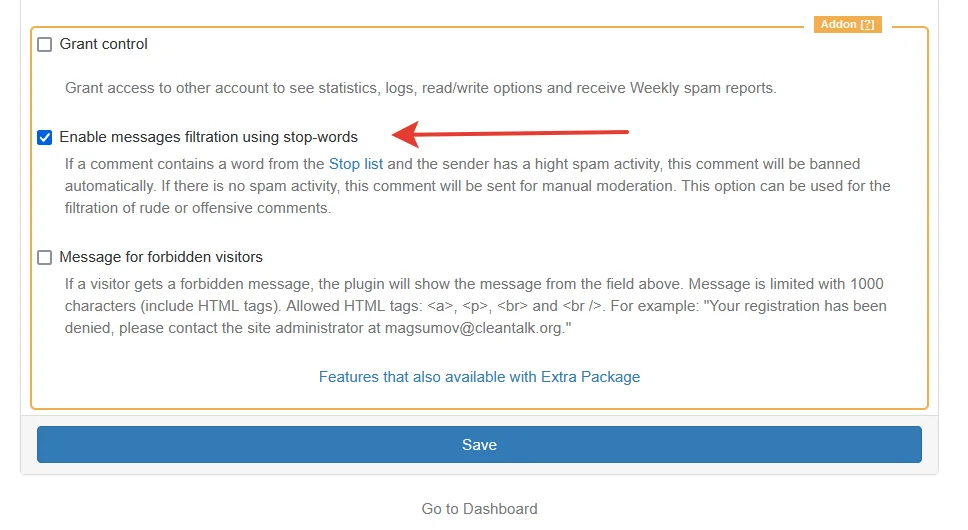 Website options