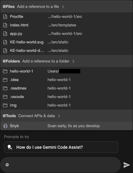 Spécifiez des fichiers et des dossiers avec une visibilité du codebase local pour VS Code.