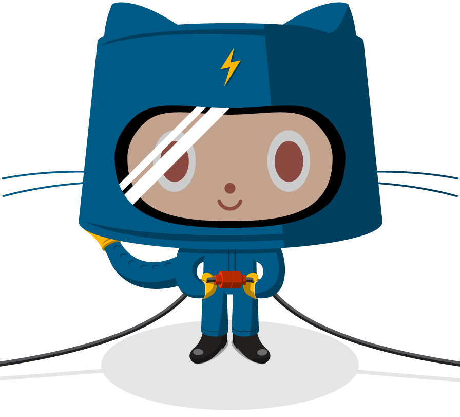 GitHub octocat plugging electrical cords together.