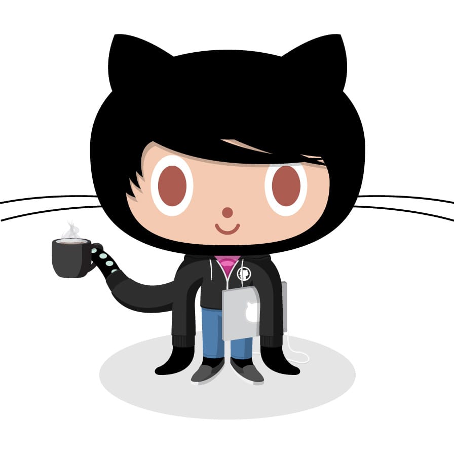 GitHub octocat multi-tasking holding a tablet, money, dumbbells, and a business card.