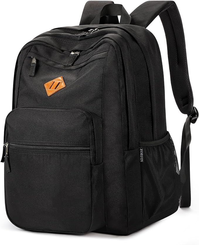 ZORFIN 26L Black Backpack for School, College, and Travel