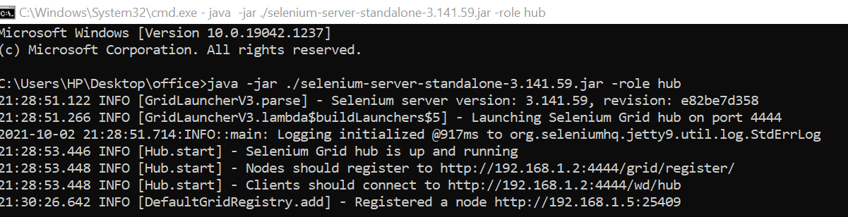 Hub Register - Selenium Grid Setup Hub Register - Selenium Grid Setup
