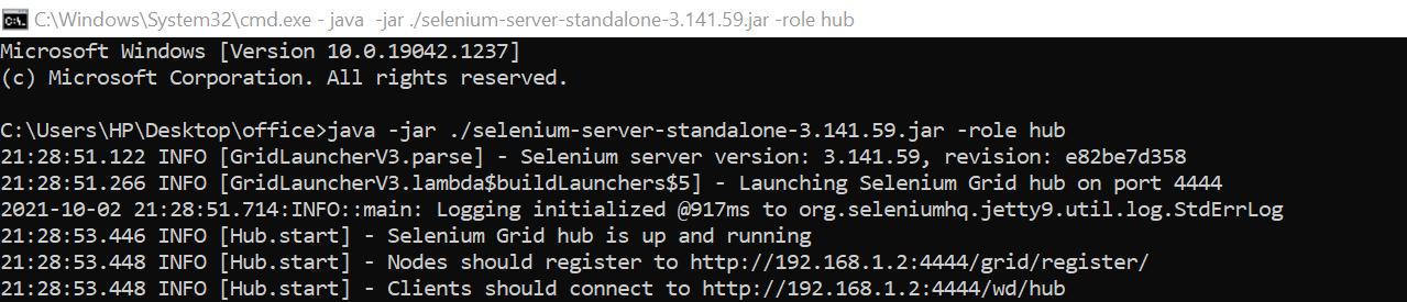 Selenium Grid Running Selenium Grid Running