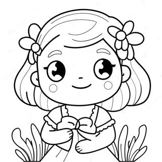 Cute Girl With Flowers Coloring Page 45014-35571
