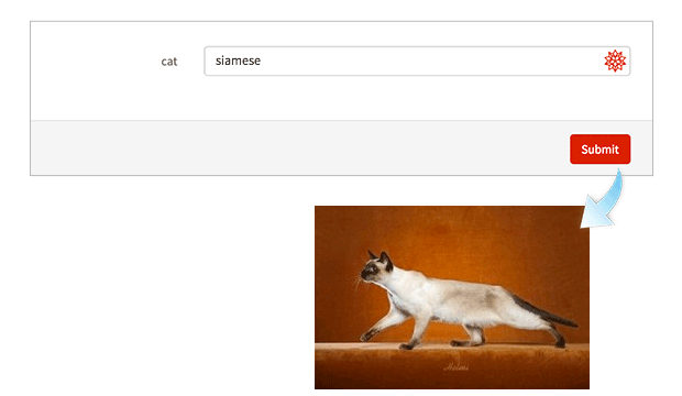 Enter the name of a cat breed, get a picture of that breed