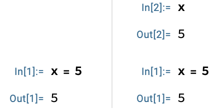 x = 5 calculations