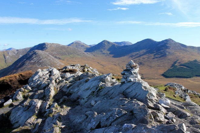 Au coeur du Connemara. Vue sur les Twelve Bens depuis le Diamond Hill.