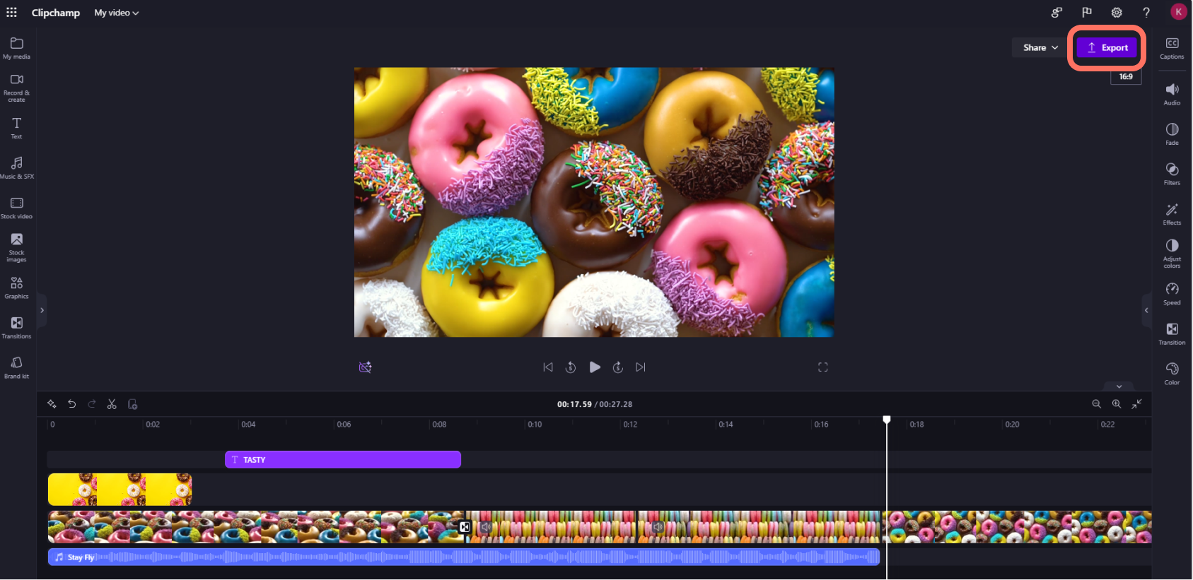 A screenshot of a Clipchamp for work accounts user exporting a video.