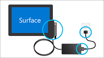 توصيل الشاحن بجهاز Surface