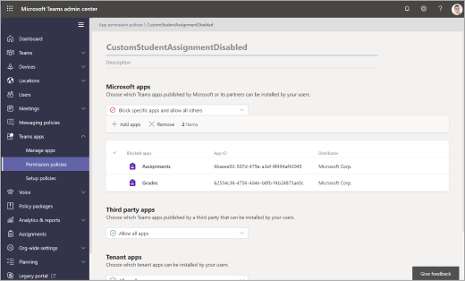 Permission policies in the Microsoft Teams admin center