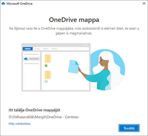 Az „Ez az Ön OneDrive-mappája” képernyő az „Üdvözli a OneDrive!” varázslóban