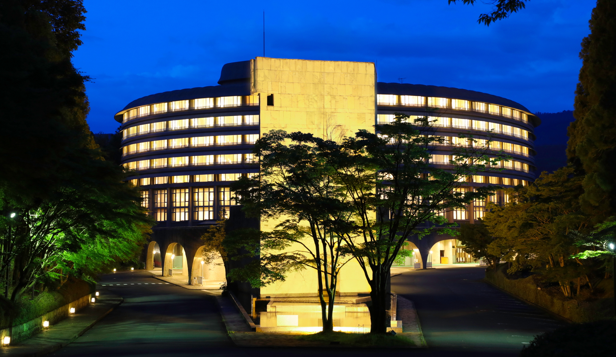 A Building With Lights On At Night