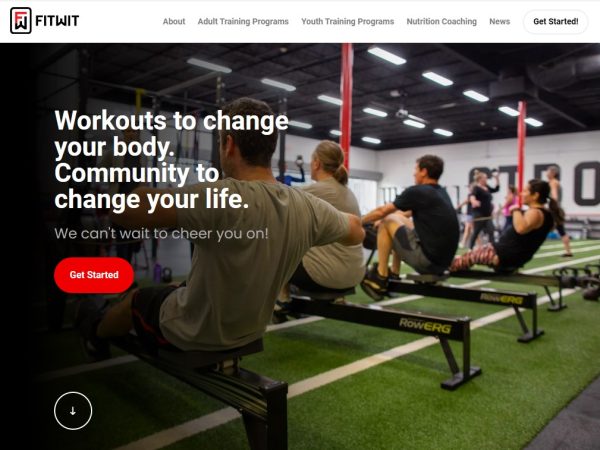 Text over photo of rowers on ERG machines - Fitwit homepage top