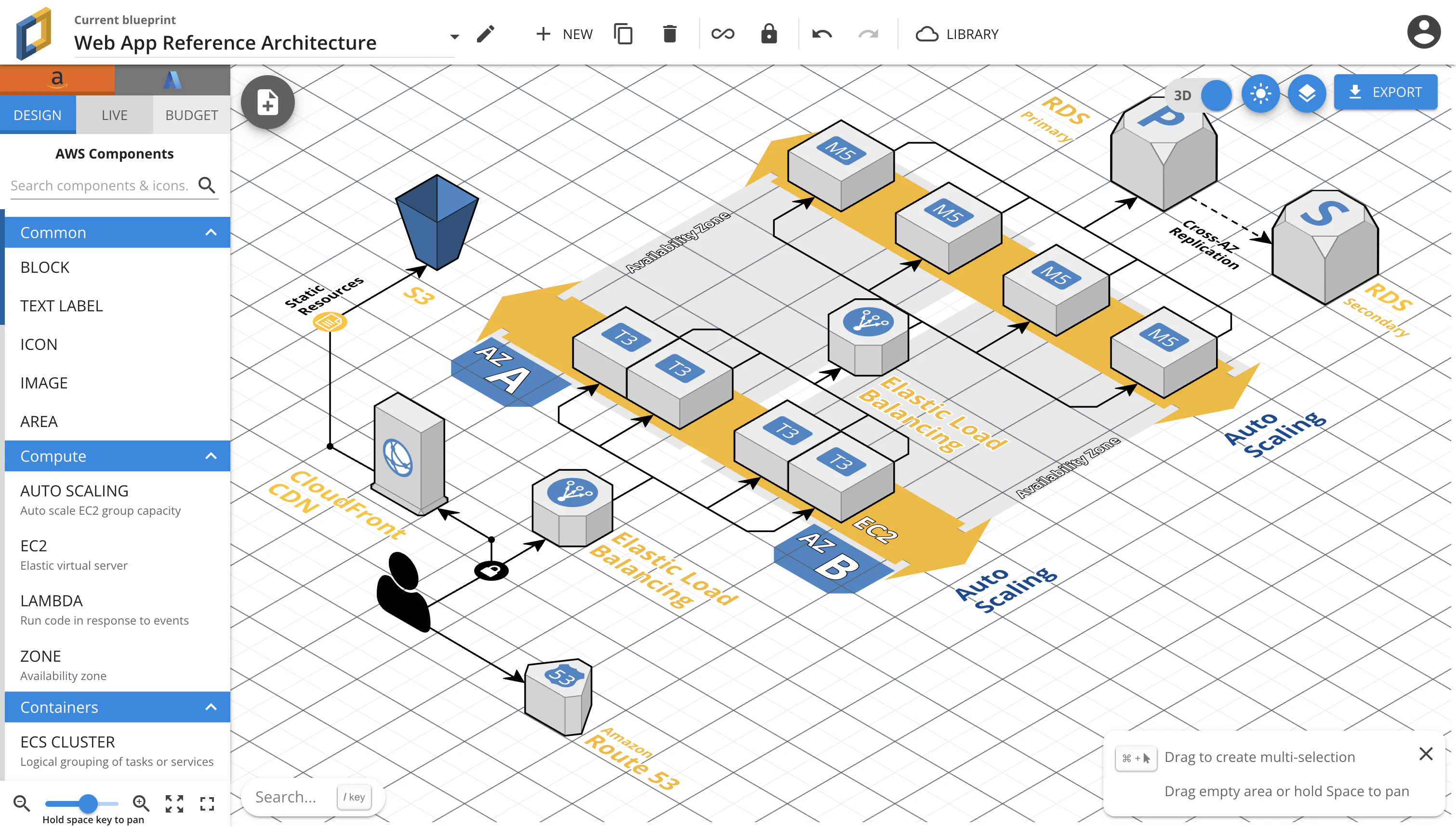 An overview of the Cloudcraft UI