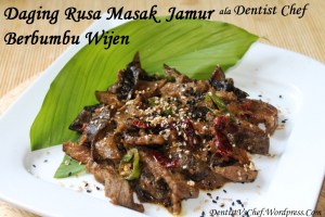 resep daging rusa masak bumbu wijen jamur