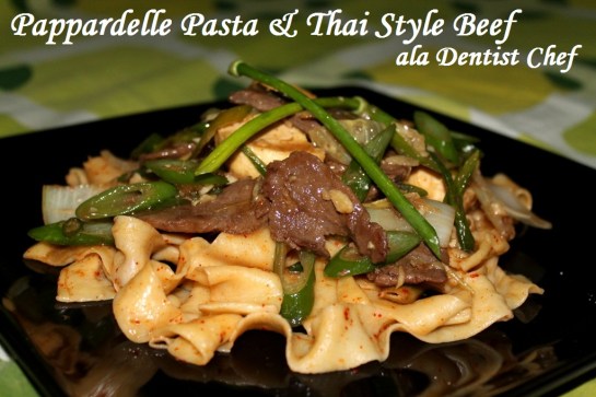 Pappardelle pasta thai style beef