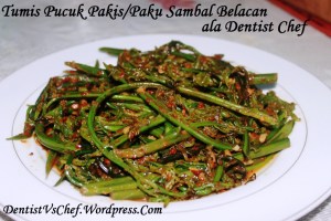 resep pakis paku sambal pedas cabe belacan terasi