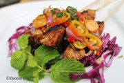 Chicken skewer kebab recipe spicy tomato salsa chilli sauce