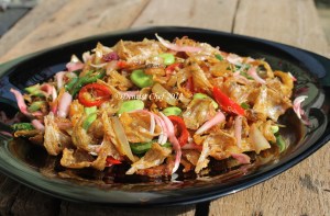 ikan asin kapas bulu ayam garing pedas tumis pete