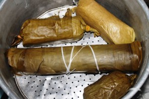 resep ketan bakcang isi ayam jamur
