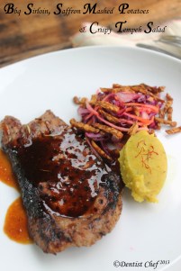 sirloin steak recipe how grill sirloin meat saffron mashed potato tempeh salad