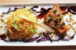 seared marlin tuna fish steak balsamic reduction lemongrass sauce