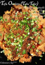 Resep tahu telur bumbu kacang abon ayam tofu omelette recipe