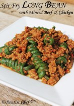 stir fry long bean minced meat chicken beef pork sauce