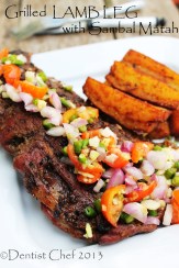 grilled lamb leg recipe with spicy sauce salsa balinese sambal matah