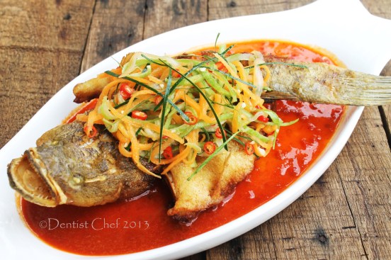 deep fried soon hock fish spicy chilli sauce vietnamese marble goby