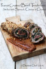 stuffed beef terderloin spinach mozarella cheese chorizo peanut crusted whole beef tenderloin