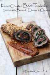 stuffed beef terderloin spinach mozarella cheese chorizo peanut crusted whole beef tenderloin
