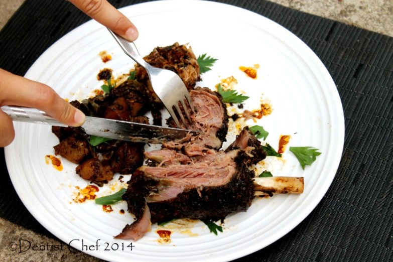 harissa marinated goat leg oven roasted recipe mutton chili pepper