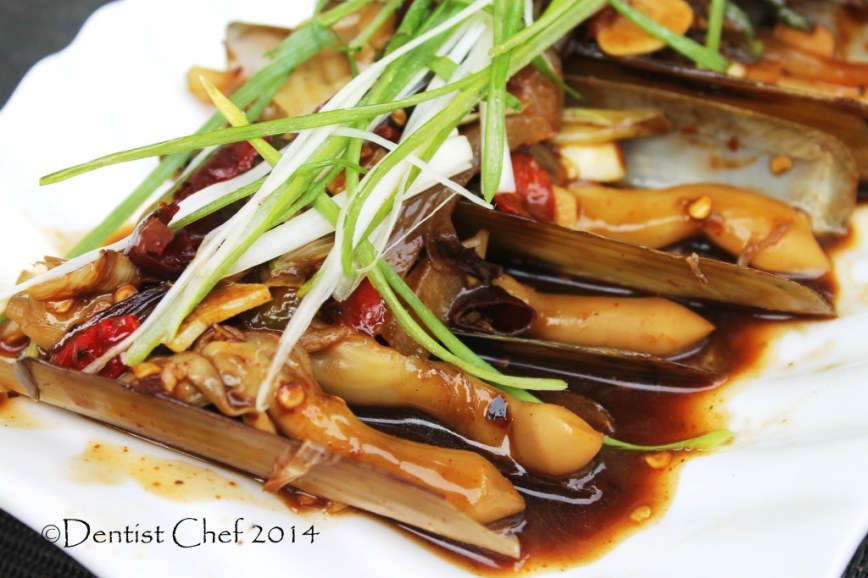 recipe stir fried razor clams chinese style oyster sauce bamboo clams jack knife clams Gould's razor shell
